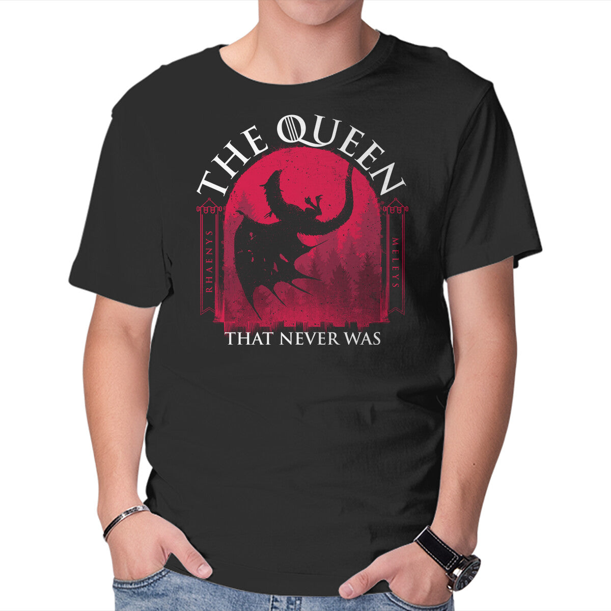 Unisex Crew Neck T-Shirt Red Queen Graphic Short Sleeve Casual Tee M