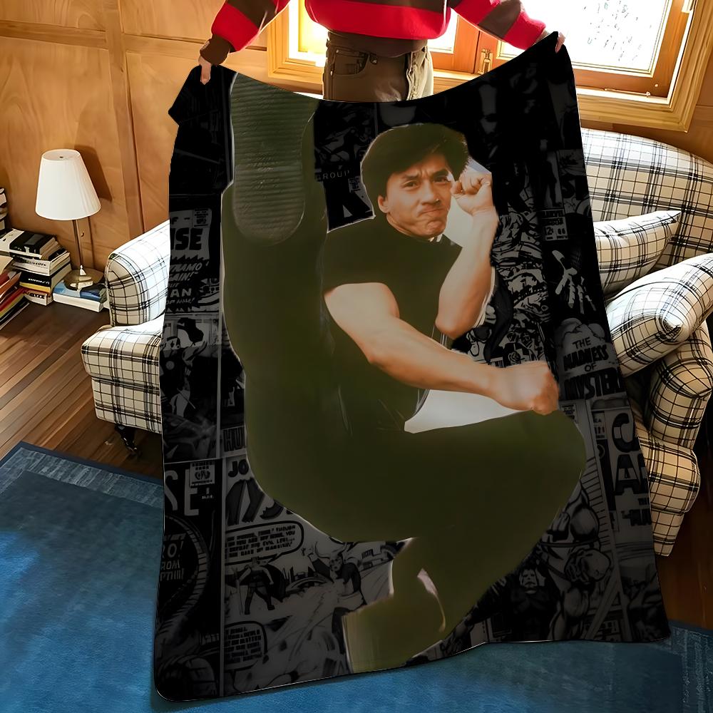 Celebrity J-Jackie C-Chan Throw Flannel Cozy Print Blanket, Portable, Durable Machine Washable Cute Cool