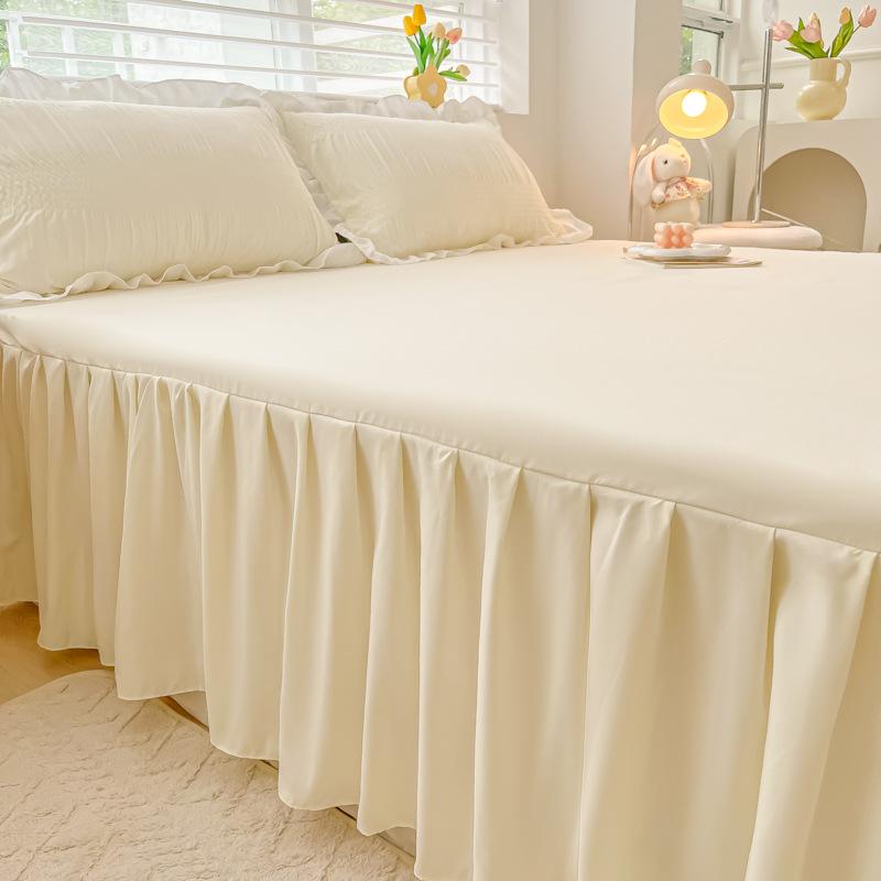 Bedroom Household Single-piece Sanding Bed Skirt Solid Color Skin-friendly Bedspread Bed Cover Bedroom Student Dormitory Sheets