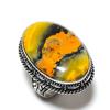 Natural Bumble Bee Jasper Gemstone 925 Sterling Silver Jewelry Ring Size 8 F1C16