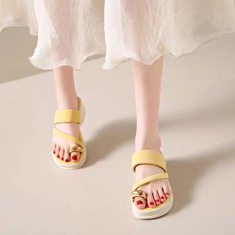 Fashion Summer Round Toe Slippers Set Women's Sandals 44 Size Shoes Fashion Trainers Sneakers Sports Basctt 2025outdoor Play