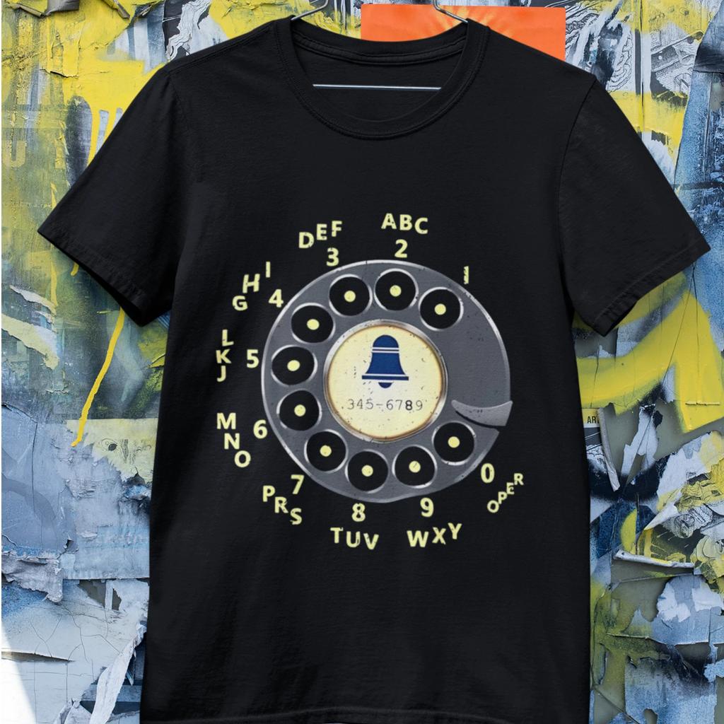 Vintage Wählscheibe Telefon Hemd Retro Telefon Grafik Unisex Schwarzes T-Shirt