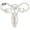 Alloy Brooch Pin Uterus with Rhinestone Faux Pearl, Human Organ Lapel Pin, Pearl Embellished Hollow Shaped Jewelry for Coats Sweaters Scarves