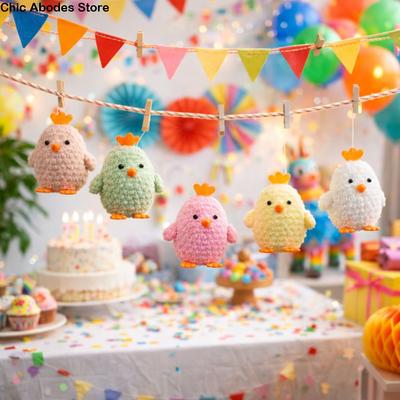 Party Favors Cute Crochet Chick Pendant Handmade Colorful Easter Chick Decoration Funny Chick Desktop Decor