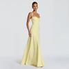 Summer new European and American women's clothing solid color V-neck sleeveless waist slim temperament suspender dress women