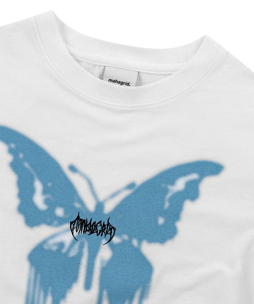 MAHAGRID Butterfly Goth Crop Tee White(Mg2Emft583A)