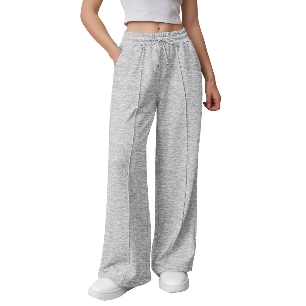 Women's Wide Leg Sports Pants High Waist Loose Drawstring Sports Jogging Pants