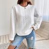 2025 Women's Versatile Solid Color Textured Loose Drop Shoulder Sweatshirt - Spring & Autumn Style