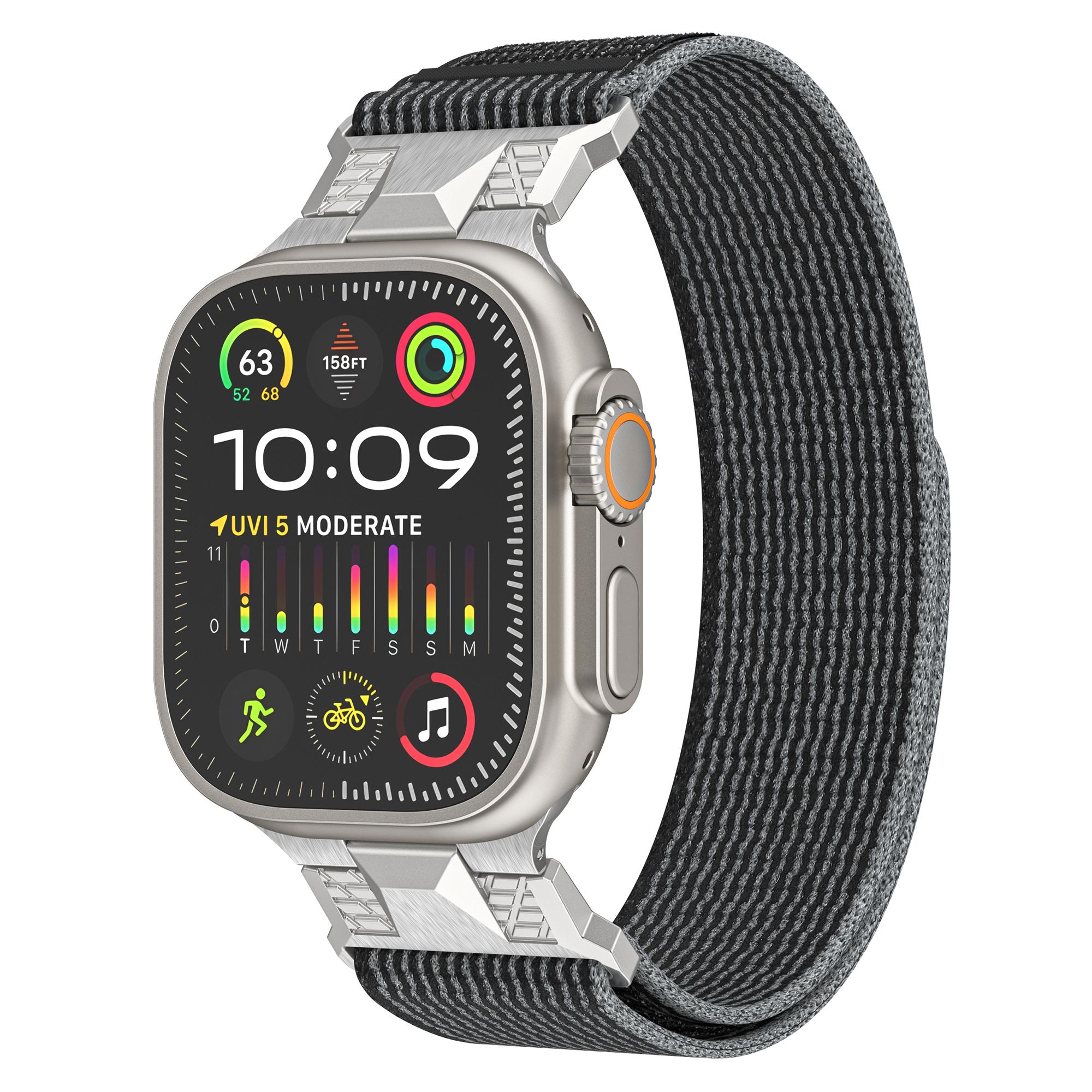 

Для Apple Watch 10 46мм/Ultra 2/Ultra 49мм/9 8 7 45мм/SE (2023) SE (2022) SE 6 5 4 44мм/3 2 1 42мм Нейлоновий ремінець Trail Loop Blue+Grey