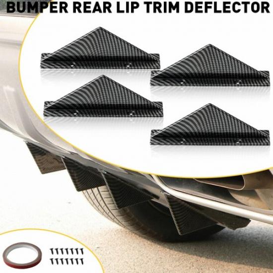 NEW 4x Universal Car Rear Bumper Diffuser Shark Fin Spoiler Lip Wing Splitter