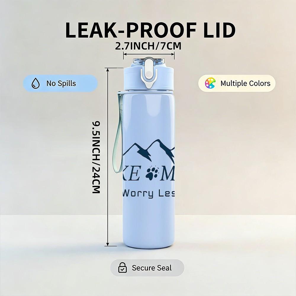 1PC Hike More Mountain Scene 750ml Color Plastic Sports Water Bottle Leakproof Flip Straw Lid Suitable for Sports Office Home Use