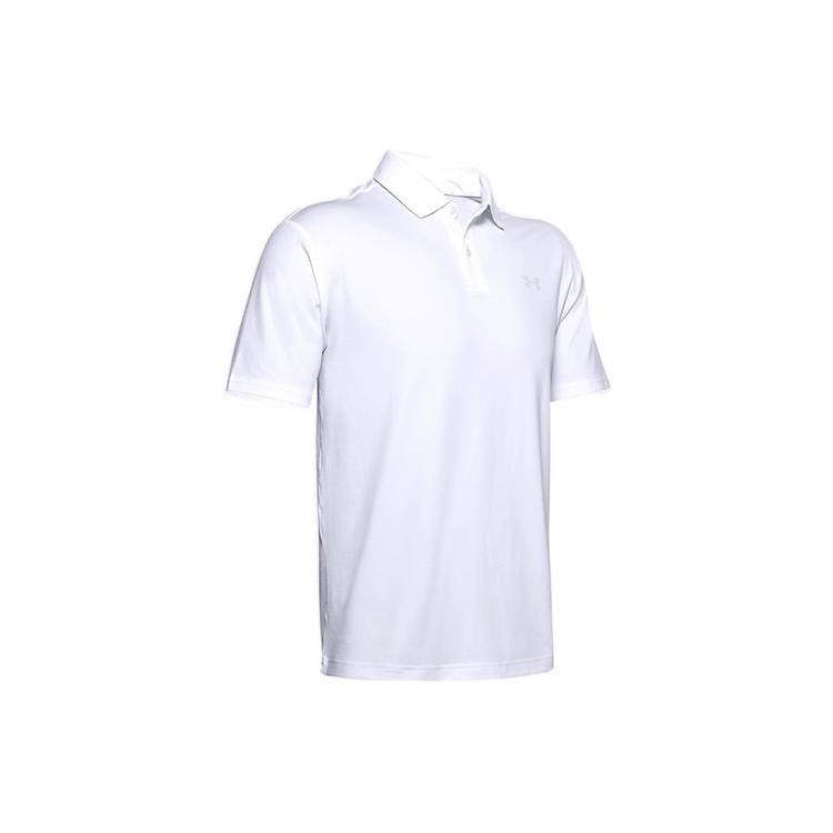 Under Armour Polo Shirts Men's White Polo Collar Moderate Straight Fit 1351129-100