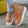 Modne ażurowe sneakersy na platformie Kobieta Jesień Antypoślizgowe Buty codzienne Kobiety Duży rozmiar Skóra PU Sznurowane płaskie buty