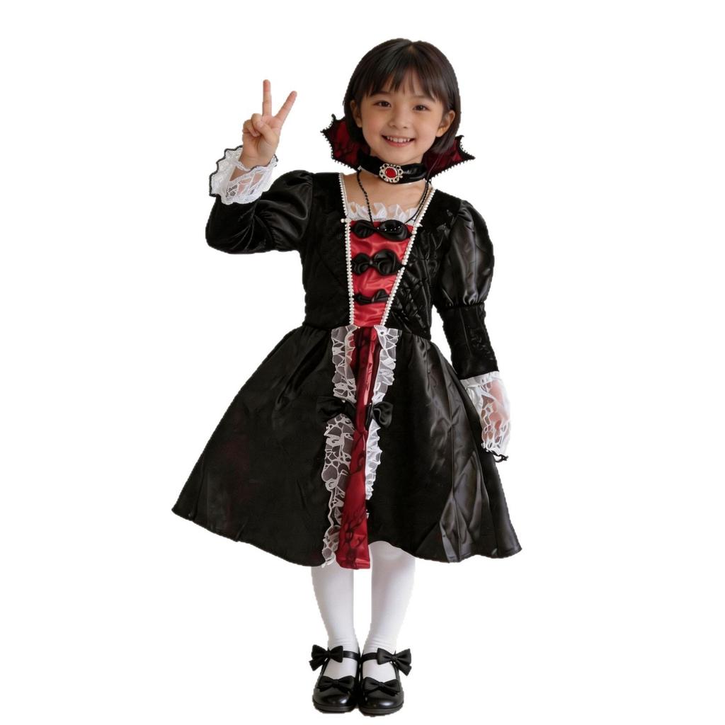 Children's Day Wicked Vampire Witch Cosplay Vampire Queen Lace Dress Costume