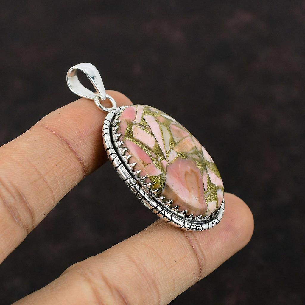 Copper Pink Opal Pendant Handmade Elegant Pendant 925 Sterling Silver Pendant Gemstone Jewelry Anniversary Gift For Mother Pink Opal Jewelry