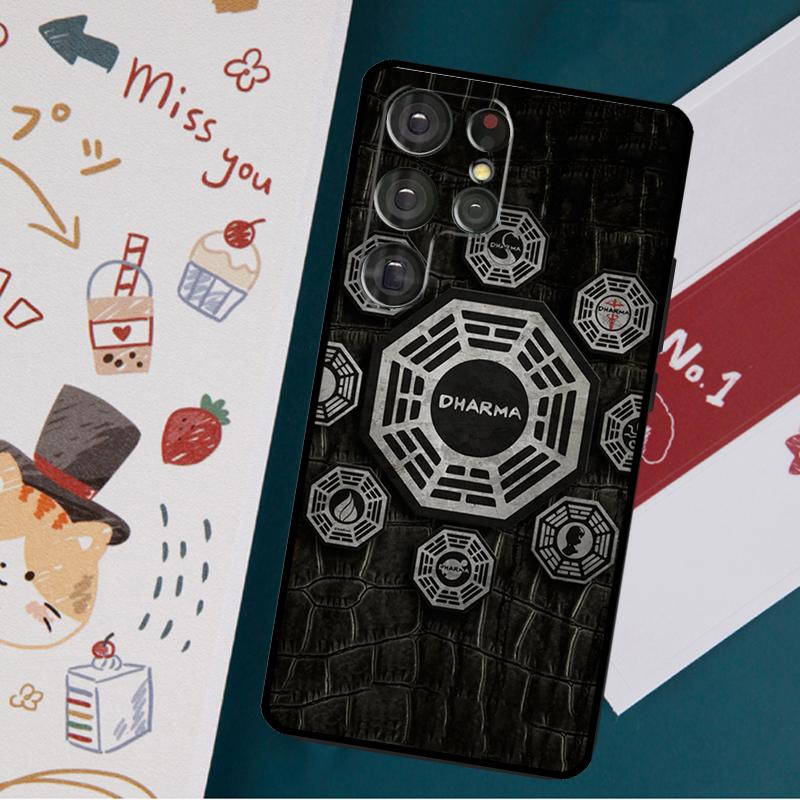 Coque de téléphone logo lost tv dharma initiative pour Samsung Galaxy S23 S21 S22 Ultra S8 S9 S10 Note 10 Plus S20 FE
