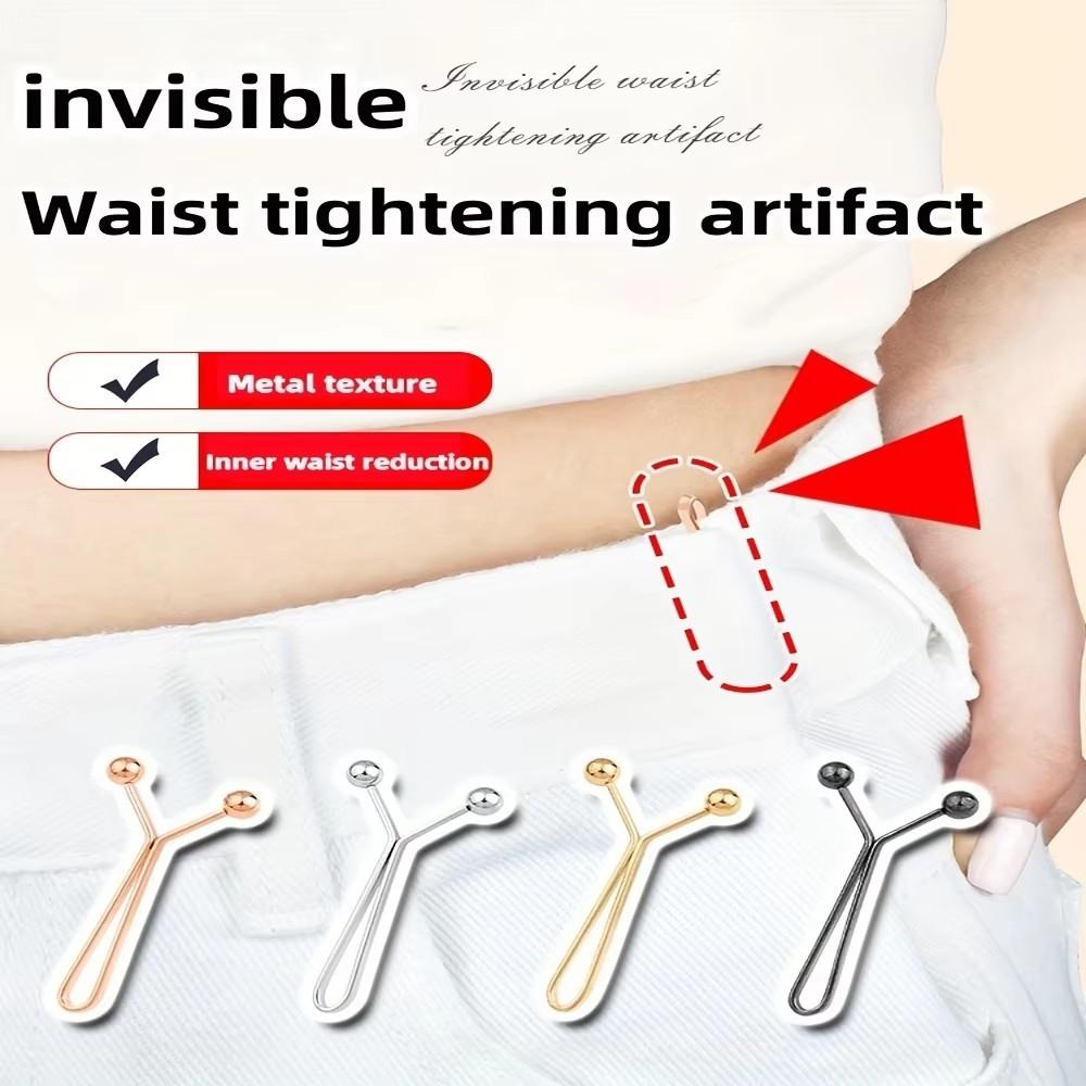 4pcs Invisible Waist Tightening Metal Clip, Adjustable Button Clip, Suitable for Jeans and Clothes, Fashion Accessories