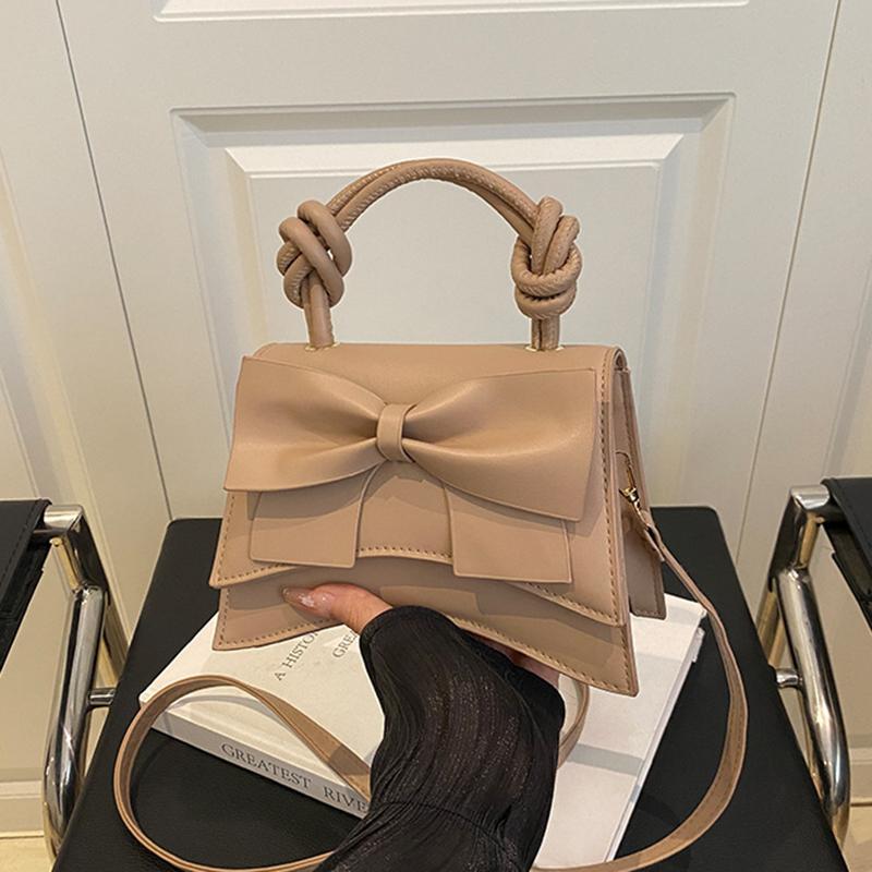 PU Solid Color Bow Casual Tote Large Capacity Commuting High Quality Women's Bags Winter New Versatile Crossbody Bags