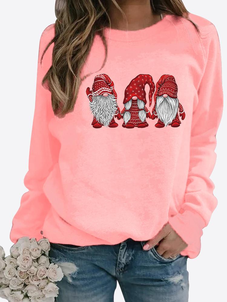 Women Winter Clothing Christmas Printed Casual Sweatshirt Long Sleeve Tops T-shirt Ladies Round Neck Pullover Sweater