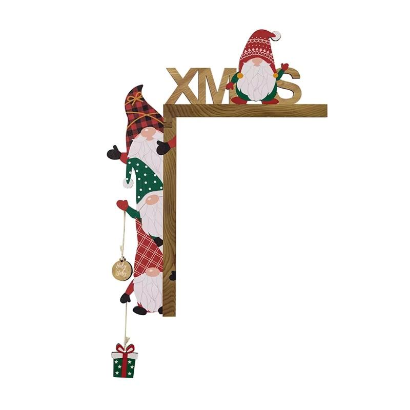 Christmas Decoration Cartoon 3D Santa Claus Wooden Ornament Corner Door Frame Decor