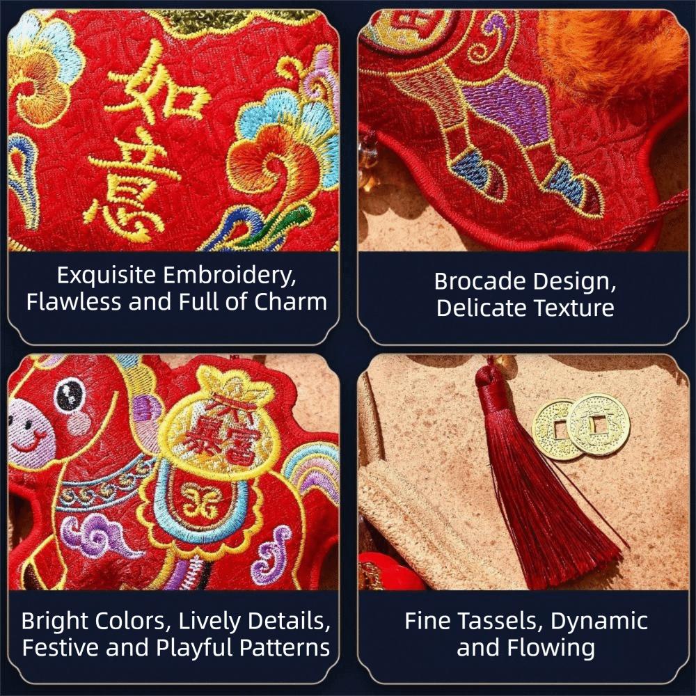 Red Color Red Packet Embroidery Design Money Envelope Horse Year Gift Bag  Chinese New Year