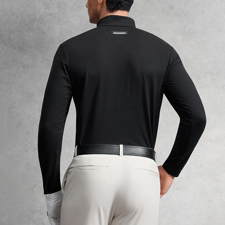 FILA Golf Series Simple Style Casual Sports Versatile Elastic Comfortable Long Sleeve Stand Collar Knit Top Men tops A11M545216FBK