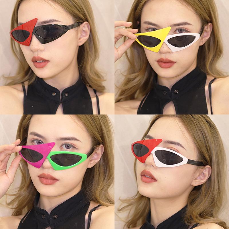 Xiao Sao Ge Pink & Green Contrasting Triangle Hip-Hop Party Glasses for Music Festivals & Bars