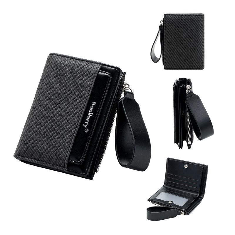 Baellerry Fashion Design Short Wallets for Women Men Casual Classic Bi-fold Purse Zipper Money Pack