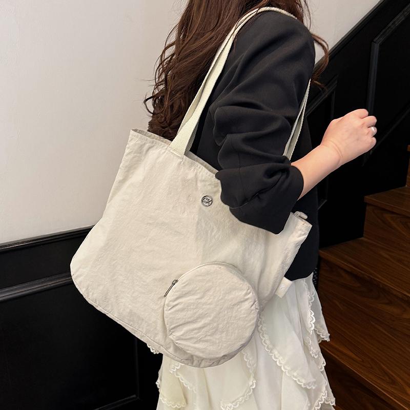 Solid Color Lightweight Women's Foldable Shoulder Bag Tote Bag