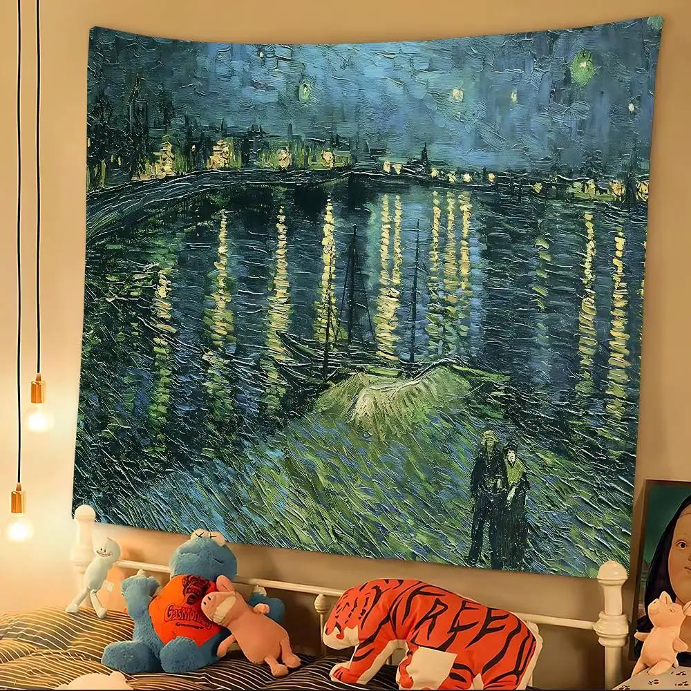 Van Gogh Oil Paintings DIY Wall Tapestry Hanging Tarot Hippie Wall Rugs Dorm Home Decor