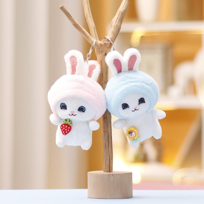 Cute Plush Rabbit Keychain Toy Adorable Soft Stuffed Animal Accessory For Bags