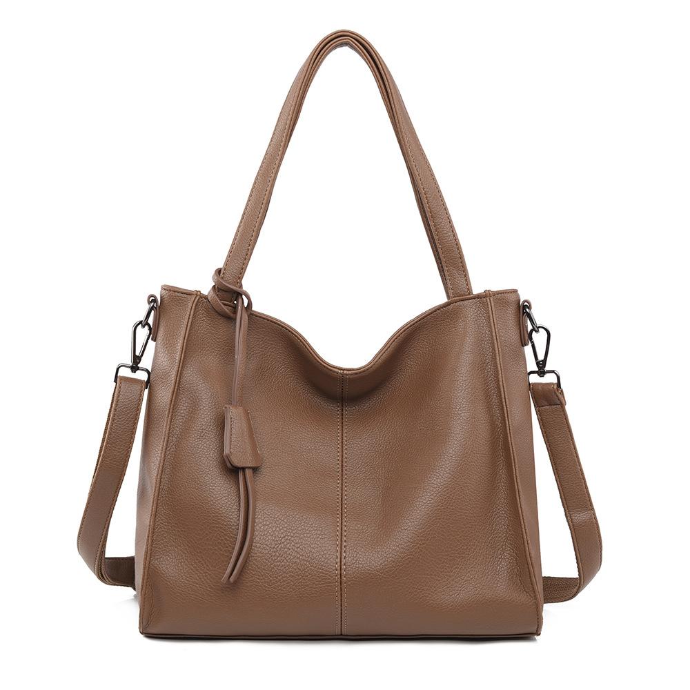 

Сумка-тоут новая модная простая сумка женская большой вместимости из мягкой кожи сумочка высокого класса для通勤 женская сумка на плечо хаки