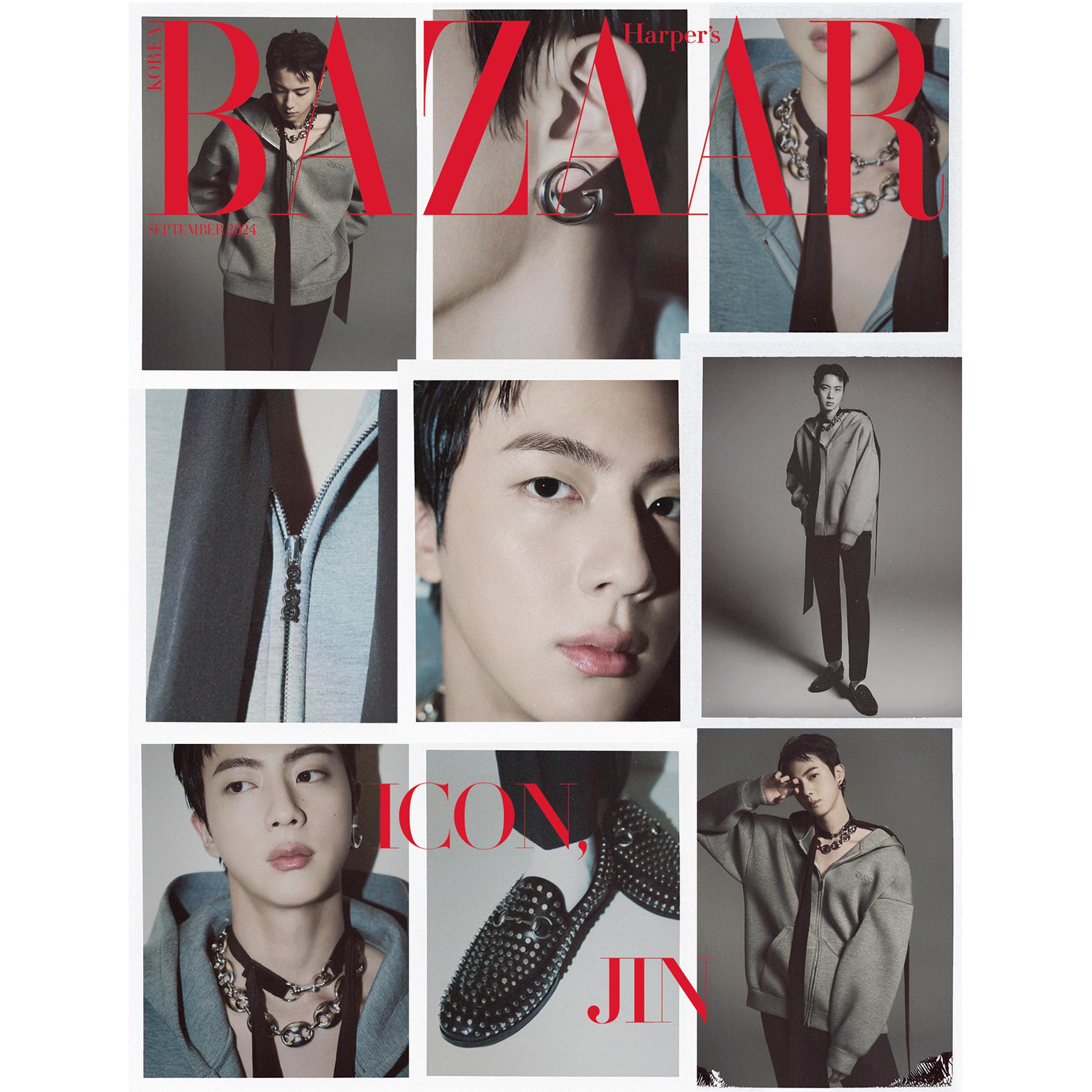 HARPER S BAZAAR Корея 2024 Сентябрь, BTS JIN, Новые джинсы Minji, K POP, KFASHION Cover A