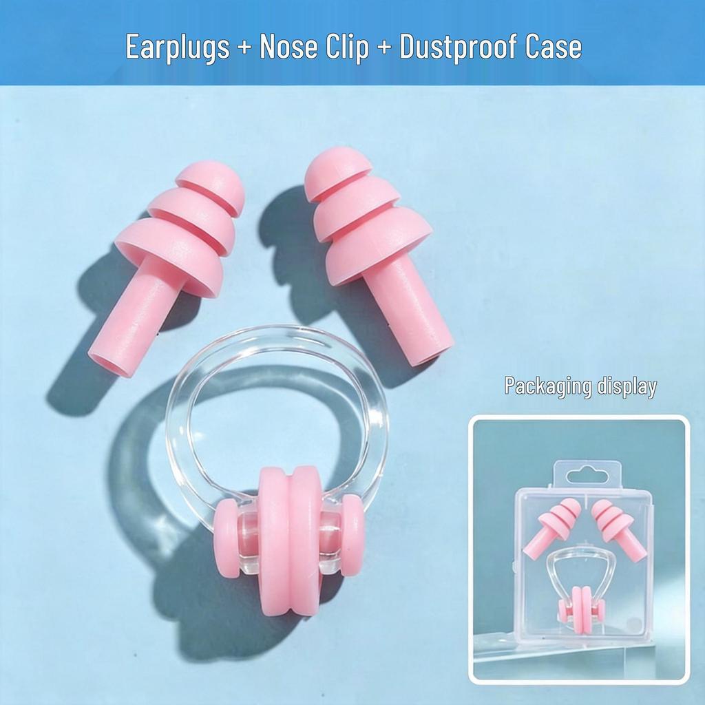 Diving Nose Clip & Earplug Set for Adults & Kids - Professional Silicone Waterproof Swimming Gear