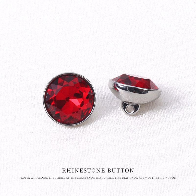 5pcs High-End Glass Colored Rhinestone Buckle Shirt Shirt Cardigan Sweater Button Round Versatile Small Fragrant Decorative Button