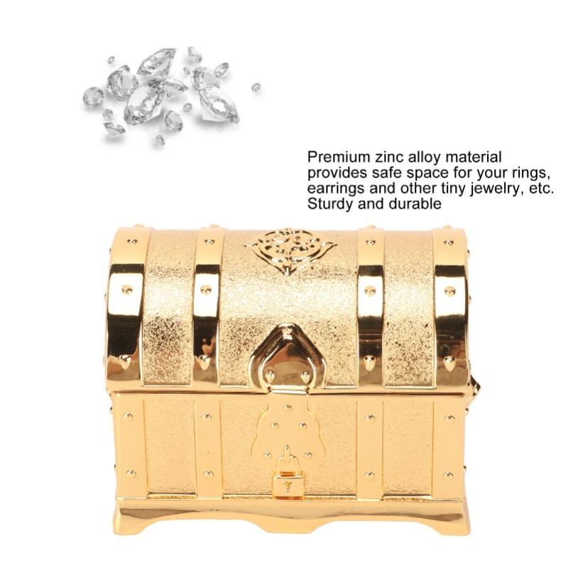 Vintage Jewelry Box Gold Color Retro Style Zinc Alloy Scratch Proof Small Jewelry Box For Rings Earrings Necklace M