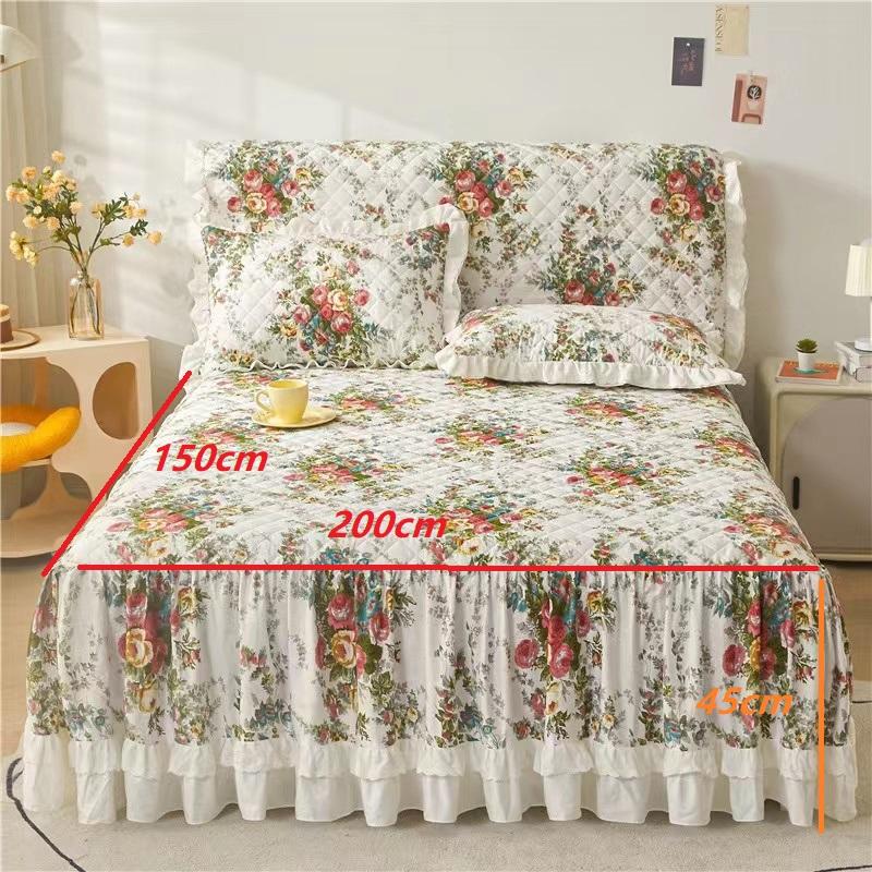 Princess Thicken Padding Bed Skirt Non-slip Flat Bed Skirt Quilted Bed Spread Soft Warm King Queen Bed Skirt Without Pillowcase