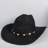 Popolare Cappello di Paglia Classico Western da Cowboy Estivo Vuoto con Ampia Tesa Cappello da Sole Cappello di Paglia Intrecciato a Mano