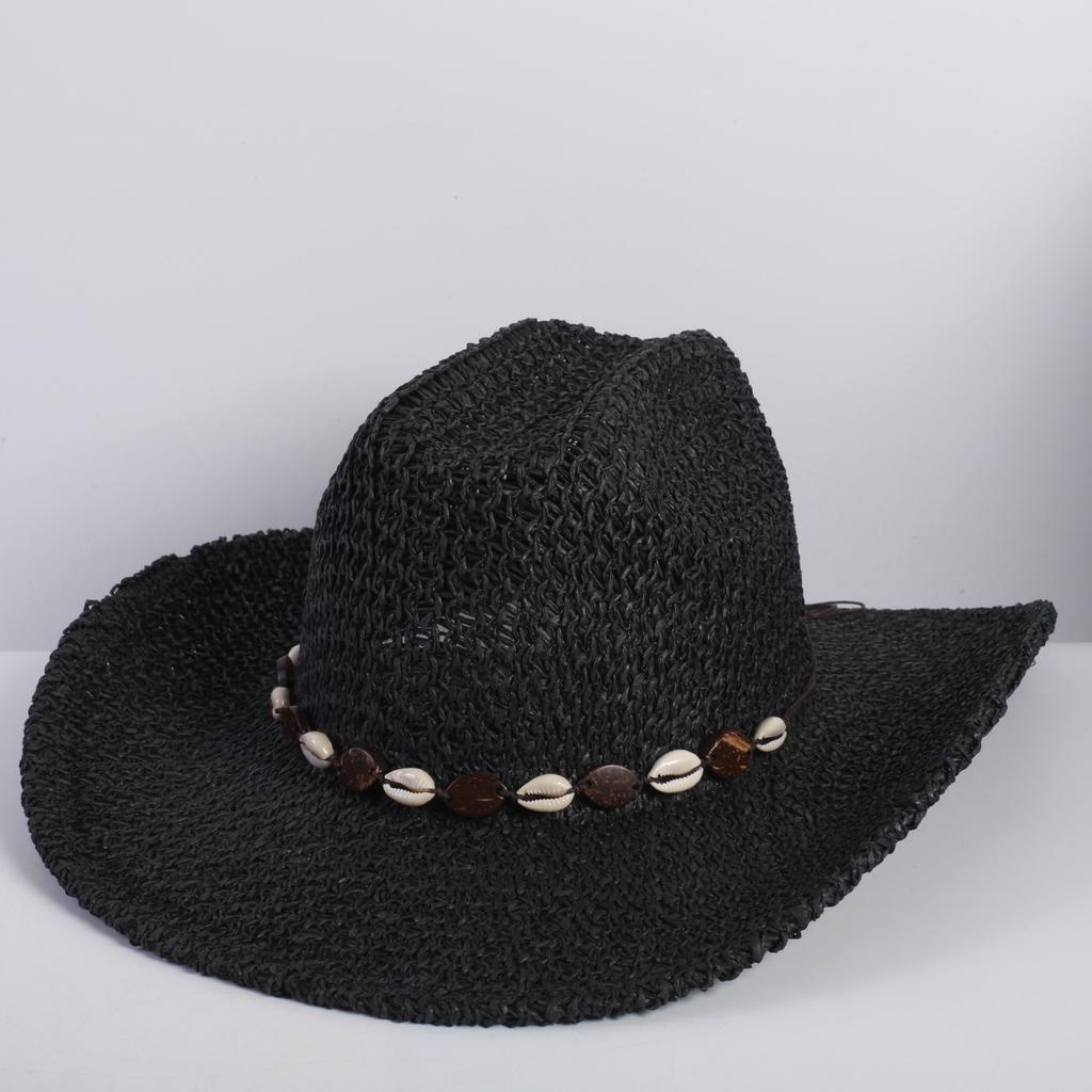 Popolare Cappello di Paglia Classico Western da Cowboy Estivo Vuoto con Ampia Tesa Cappello da Sole Cappello di Paglia Intrecciato a Mano