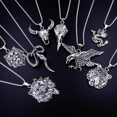 Naszyjnik z wisiorkiem Tygrys Zodiac w stylu euro-amerykańskim: Męska biżuteria hip-hopowa ze stali nierdzewnej