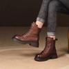 Thick Sole Vintage Boots Side Zipper Leather Short Boots Fashion Versatile Women Shoes