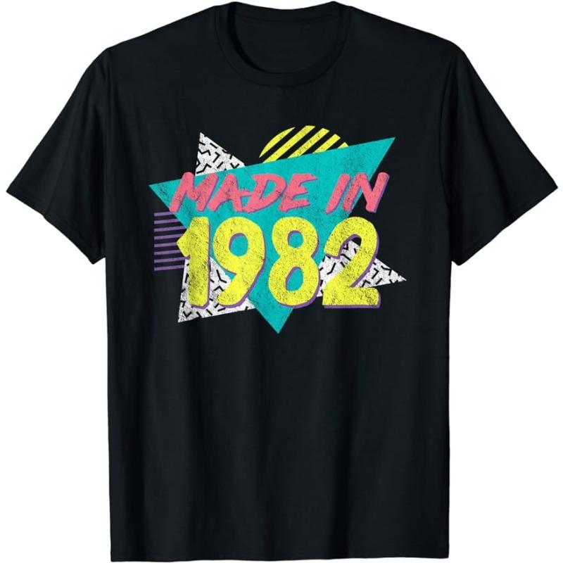 Vintage 1982 Summer Fashion Men's T-Shirt 3D Printed Short Sleeve Tops Unisex Casual Loose Oversize Outdoor Clothing