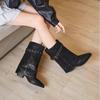 Spice girl foreign style new autumn and winter short boots American western fashion boots temperament niche boots tube middle tube tip