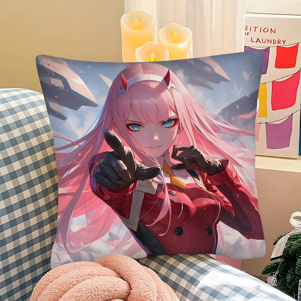 1 шт. Наволочка D-Darling In The FranXX Zero Zero Two Модная квадратная наволочка Спальня Диван Гостиная Декор в стиле Ins Отдых 40x40cm