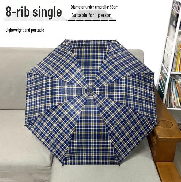 Extra Large Ten-Bone Water-Repellent Plaid Umbrella - British Style for Men & Women, Double/Triple Use