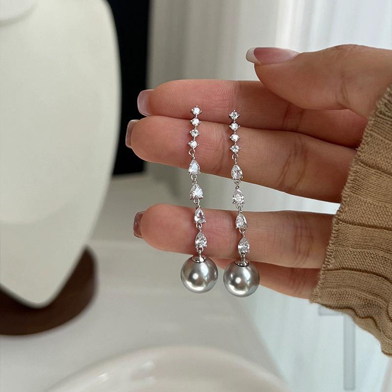 

Light Luxury Retro Stud Earrings Women s Zircon Long Earrings, Earrings Temperament Niche Design Ear Jewelry