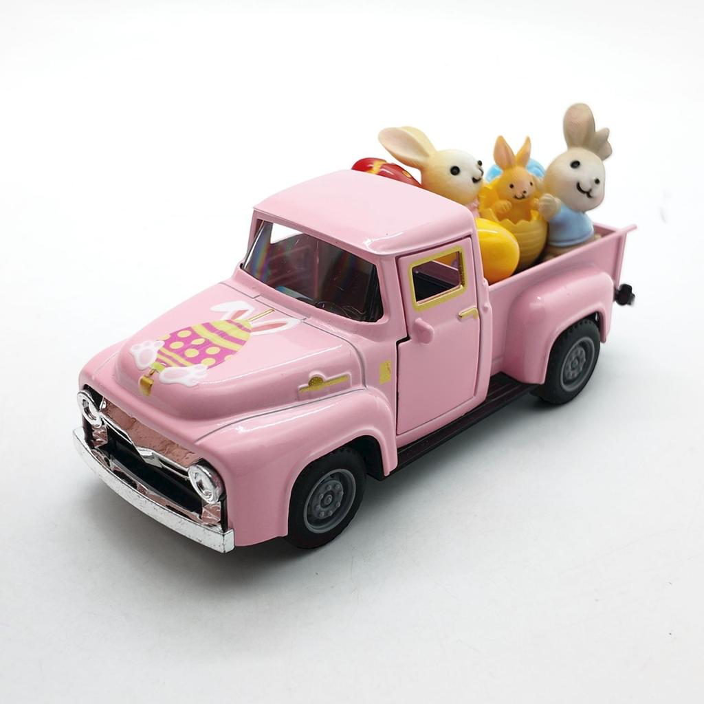 Reconstructed Old Man'S Truck Model Easter Bunny Egg Decoration Item Alloy Car Model