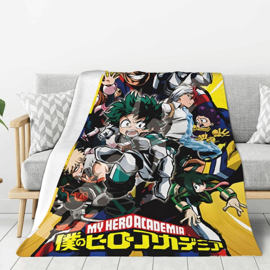 My H-hero Academia Cartoon Printed Blanket Warm Flannel Blankets Soft and Comfortable Blanket Home Travel Blanket Birthday Gift