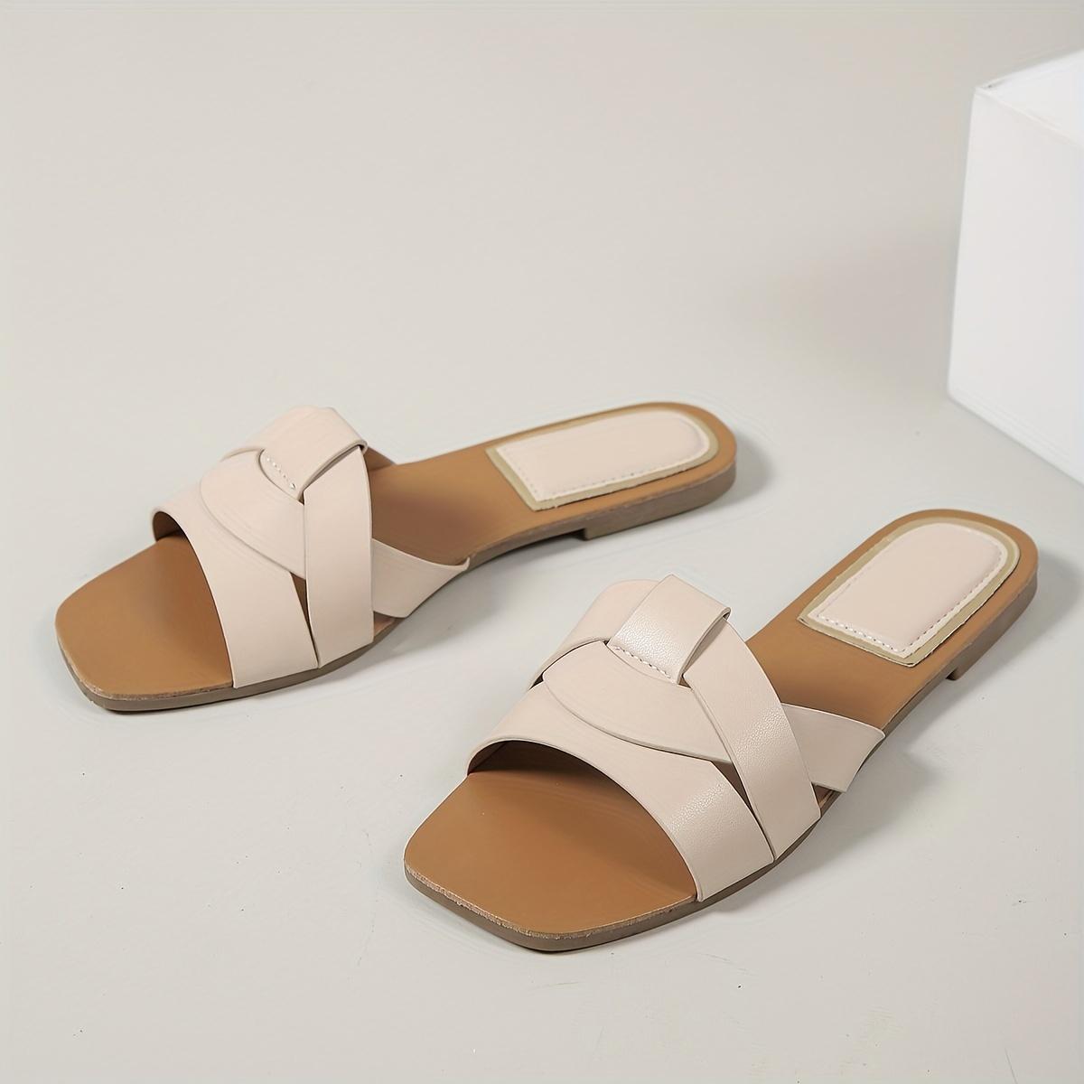 

New Summer 2026 Women s Shoes, Casual Outdoor Lightweight Sandals, Fashionable Open-Toe Slip-On Shoes, Simple Vacation Beach Slippers 41 світло-бежевого кольору