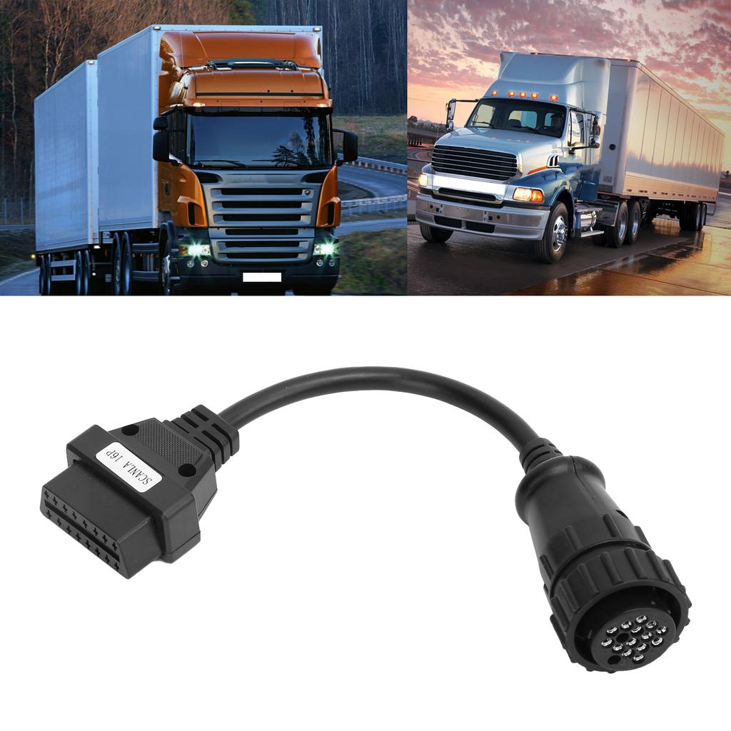 OBDII 16Pin Cable OBD2 Connector 240mm 9.45in Portable Car Diagnostic Tool for Truck